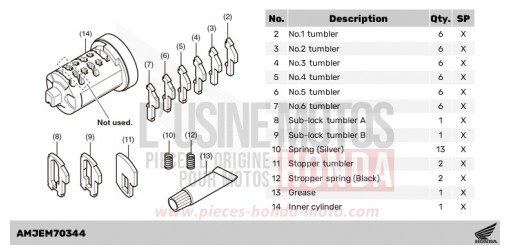 CYLINDER INNER SET,1KEY(WAVE) NSS750R de 2024